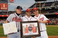 Mark DeRosa with former teammates Chipper Jones and Adam LaRoche